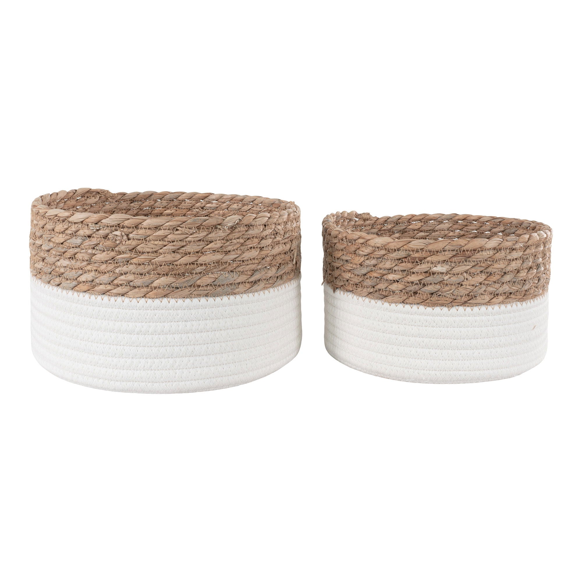 Farbe Tanta Baskets – Aufbewahrungskörbe aus Baumwolle und Schilfroptik, weiß/natur, Set aus 2